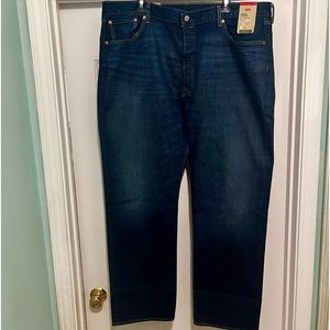 Levi's 501 Mens Original Fit Blue Jeans Button Fly Straight Leg 42 X 32 Stretch